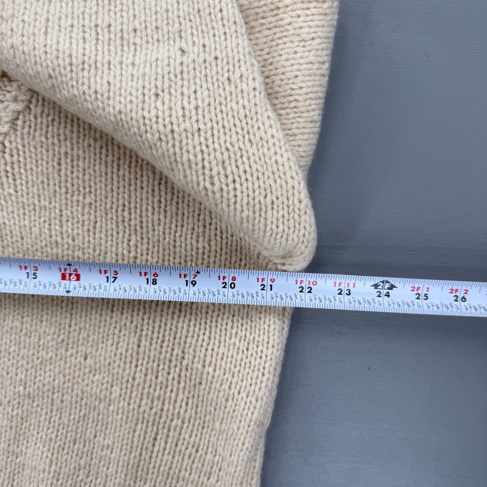 Vintage Polo Ralph Lauren Sweater Cream Hand Knit Wool Cable V-Neck Size Medium - Picture 5 of 7